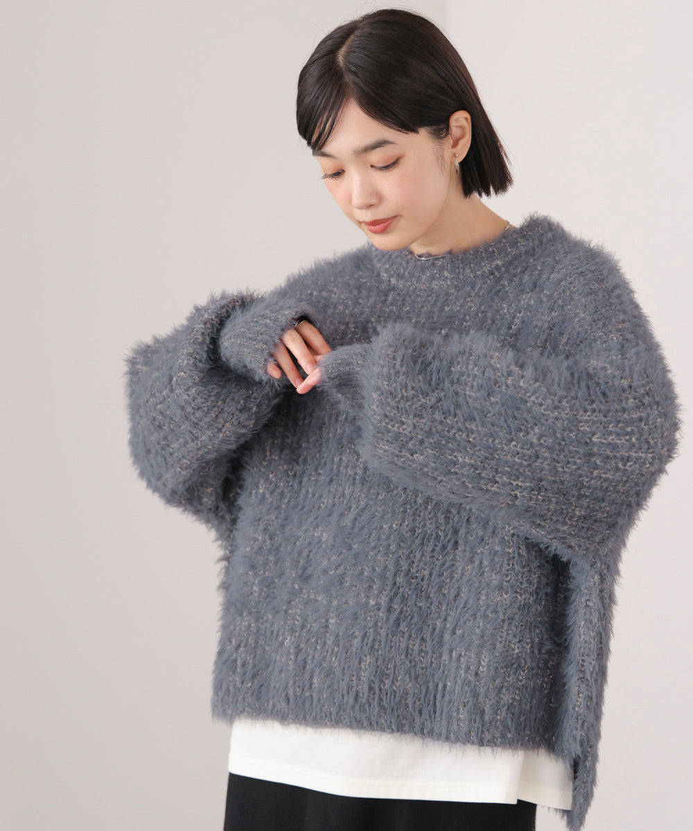 シャギーミックスニットプルオーバー