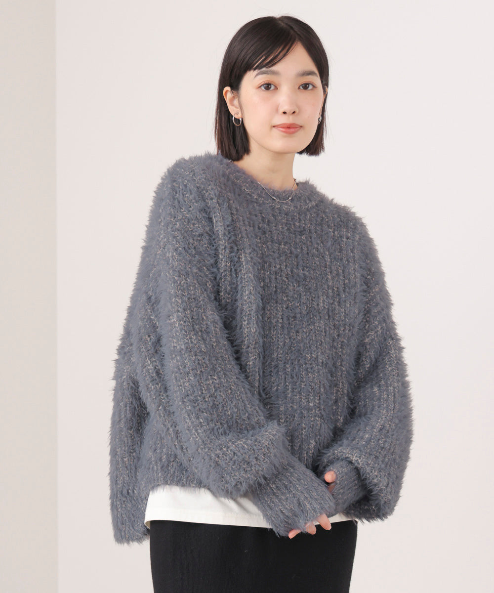 シャギーミックスニットプルオーバー