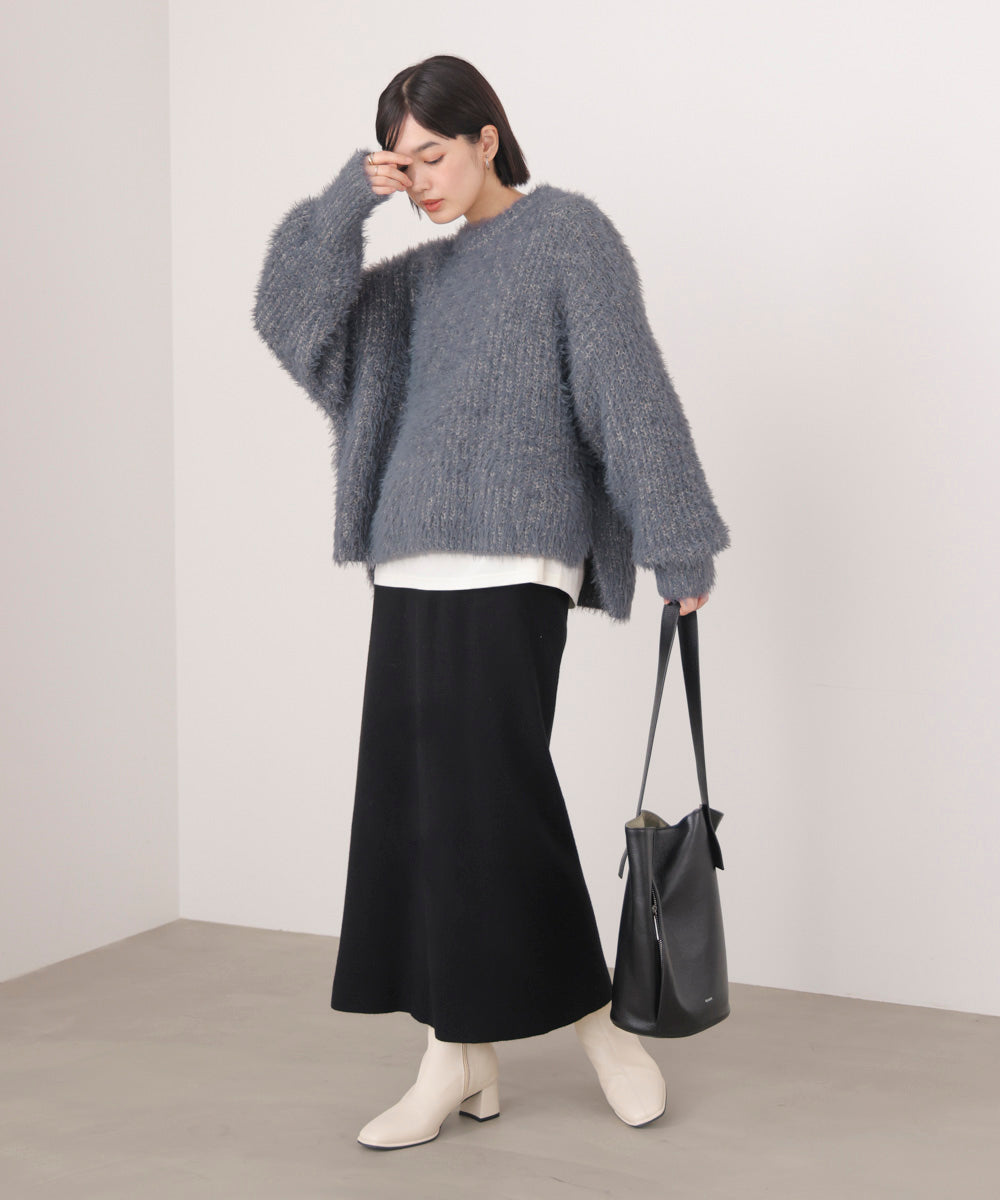 シャギーミックスニットプルオーバー