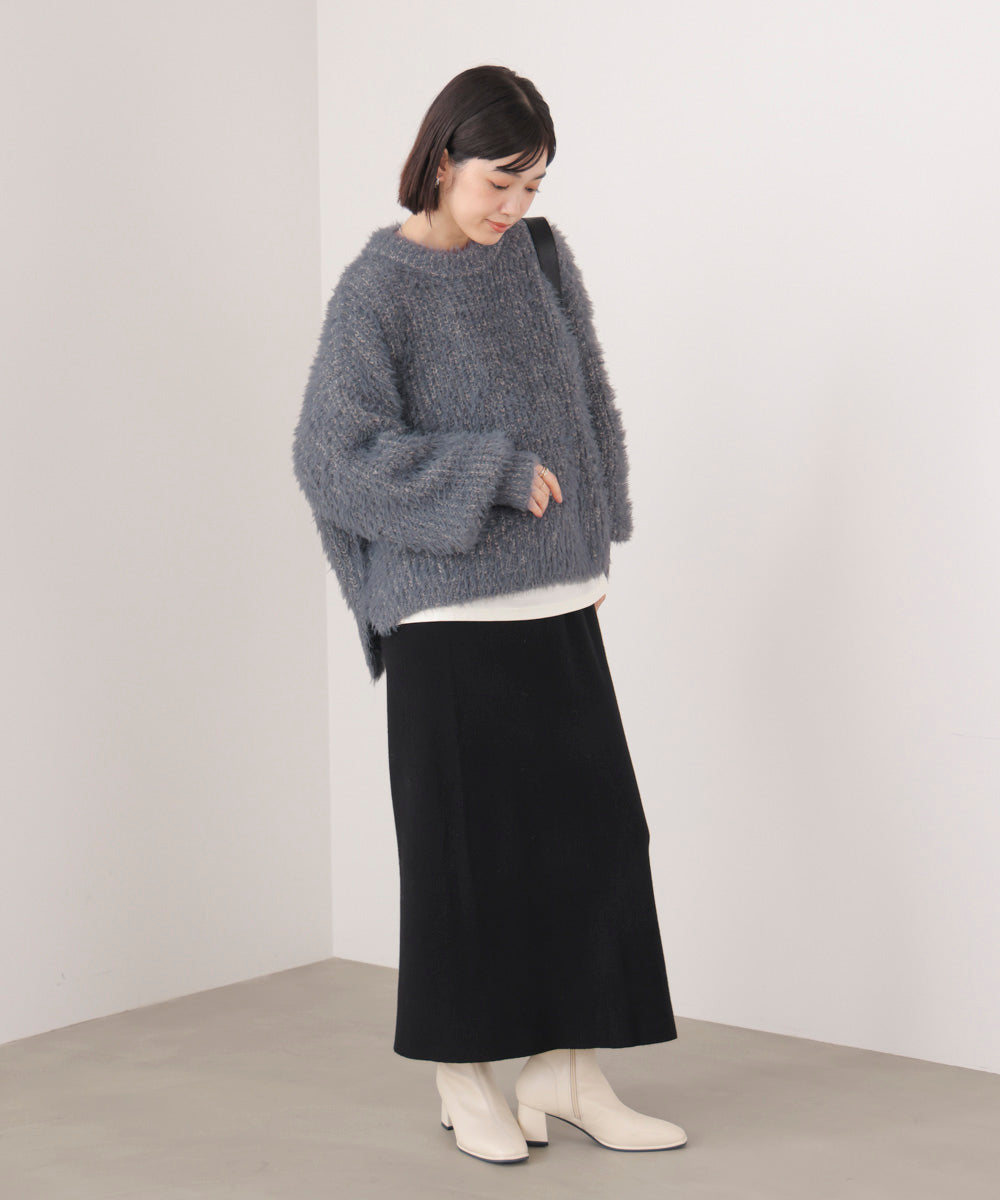 シャギーミックスニットプルオーバー