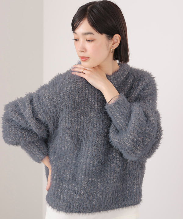 シャギーミックスニットプルオーバー