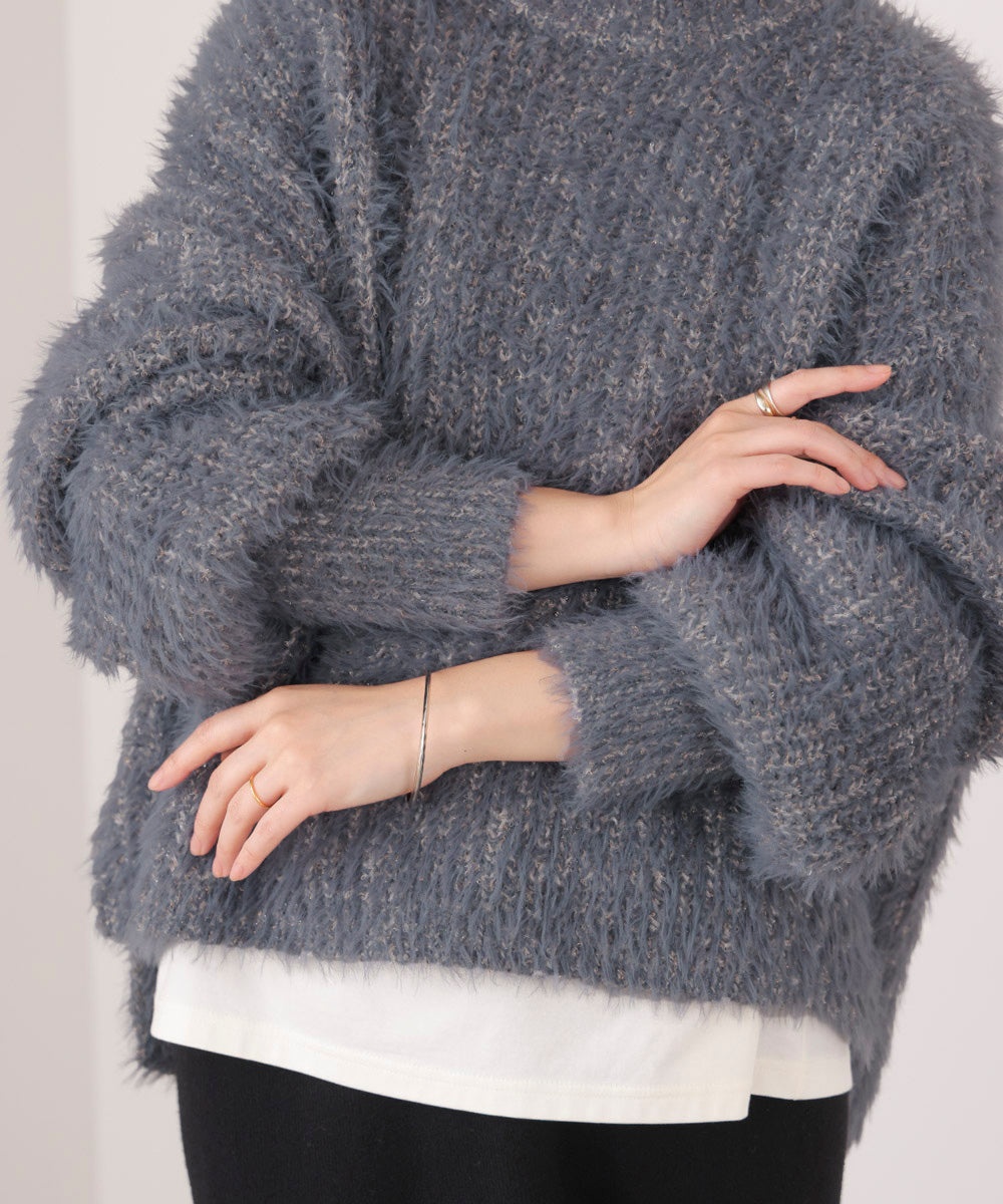 シャギーミックスニットプルオーバー