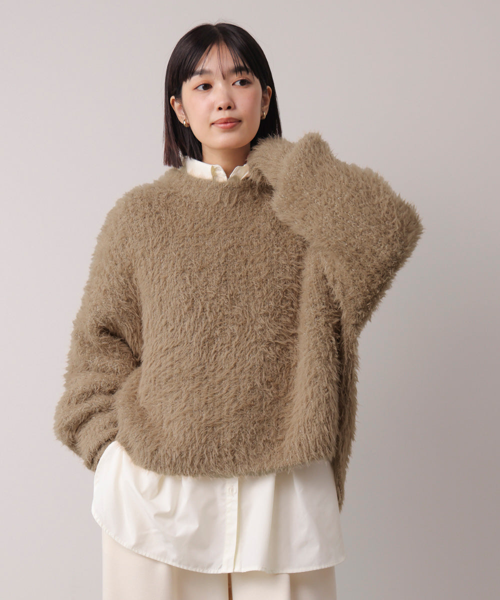 シャギーミックスニットプルオーバー