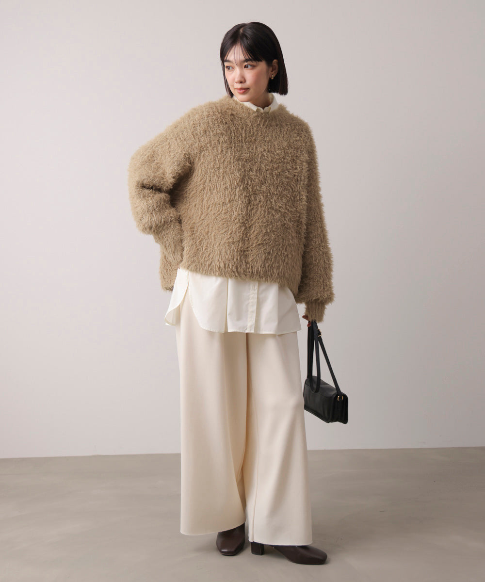 シャギーミックスニットプルオーバー