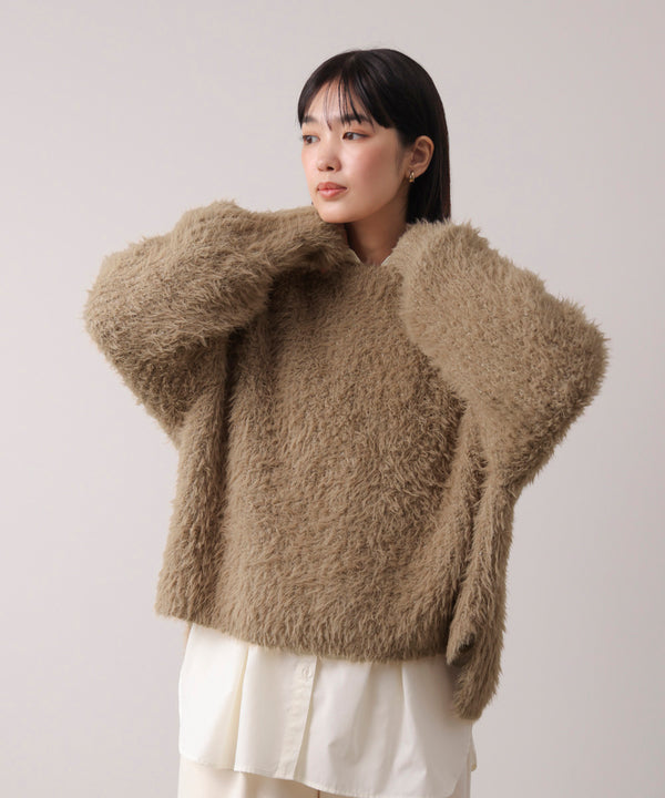 シャギーミックスニットプルオーバー