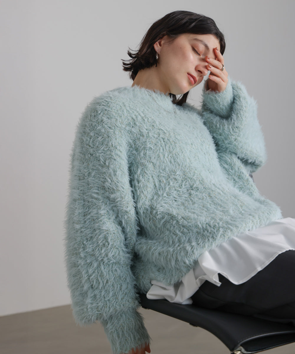 シャギーミックスニットプルオーバー