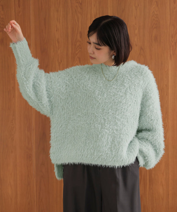 シャギーミックスニットプルオーバー