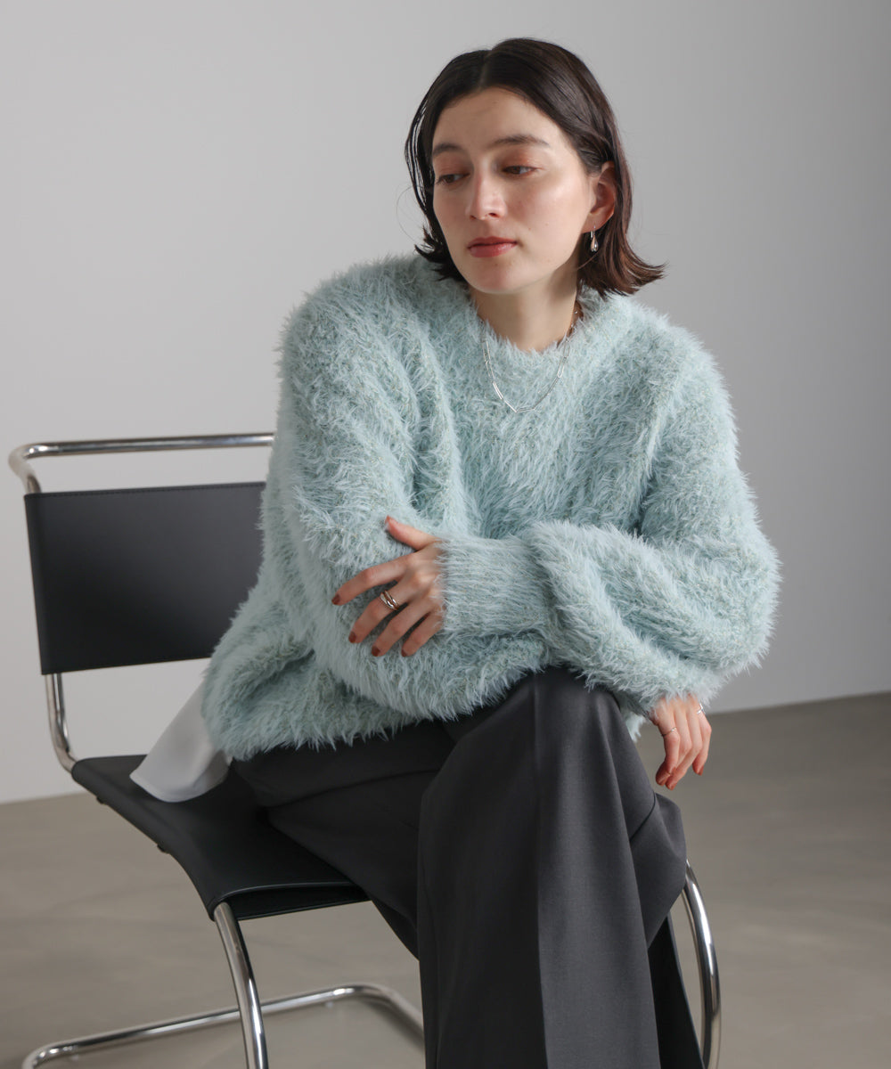 シャギーミックスニットプルオーバー