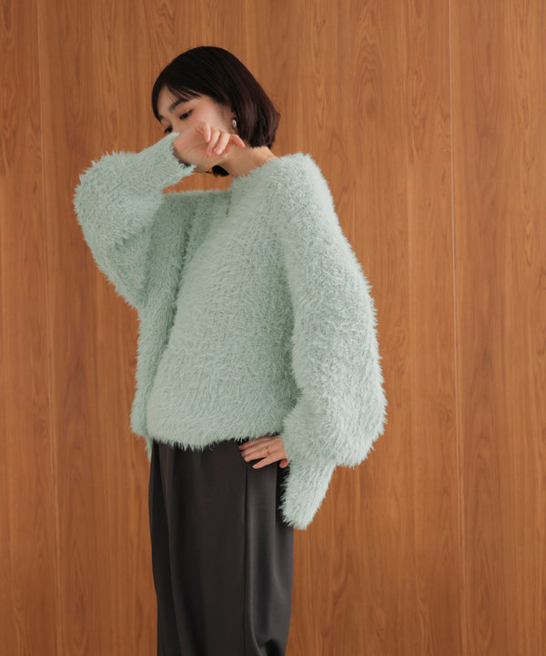 シャギーミックスニットプルオーバー