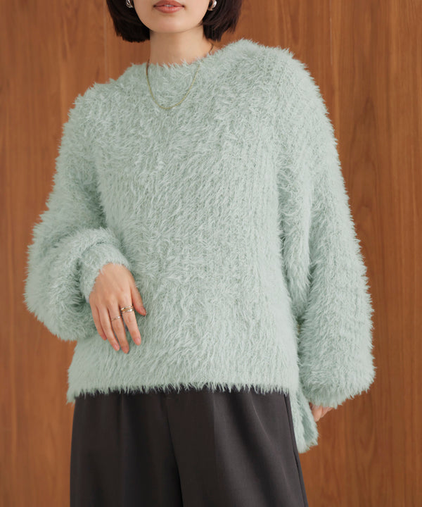 シャギーミックスニットプルオーバー