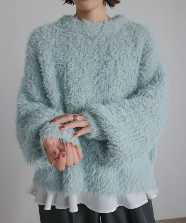 シャギーミックスニットプルオーバー