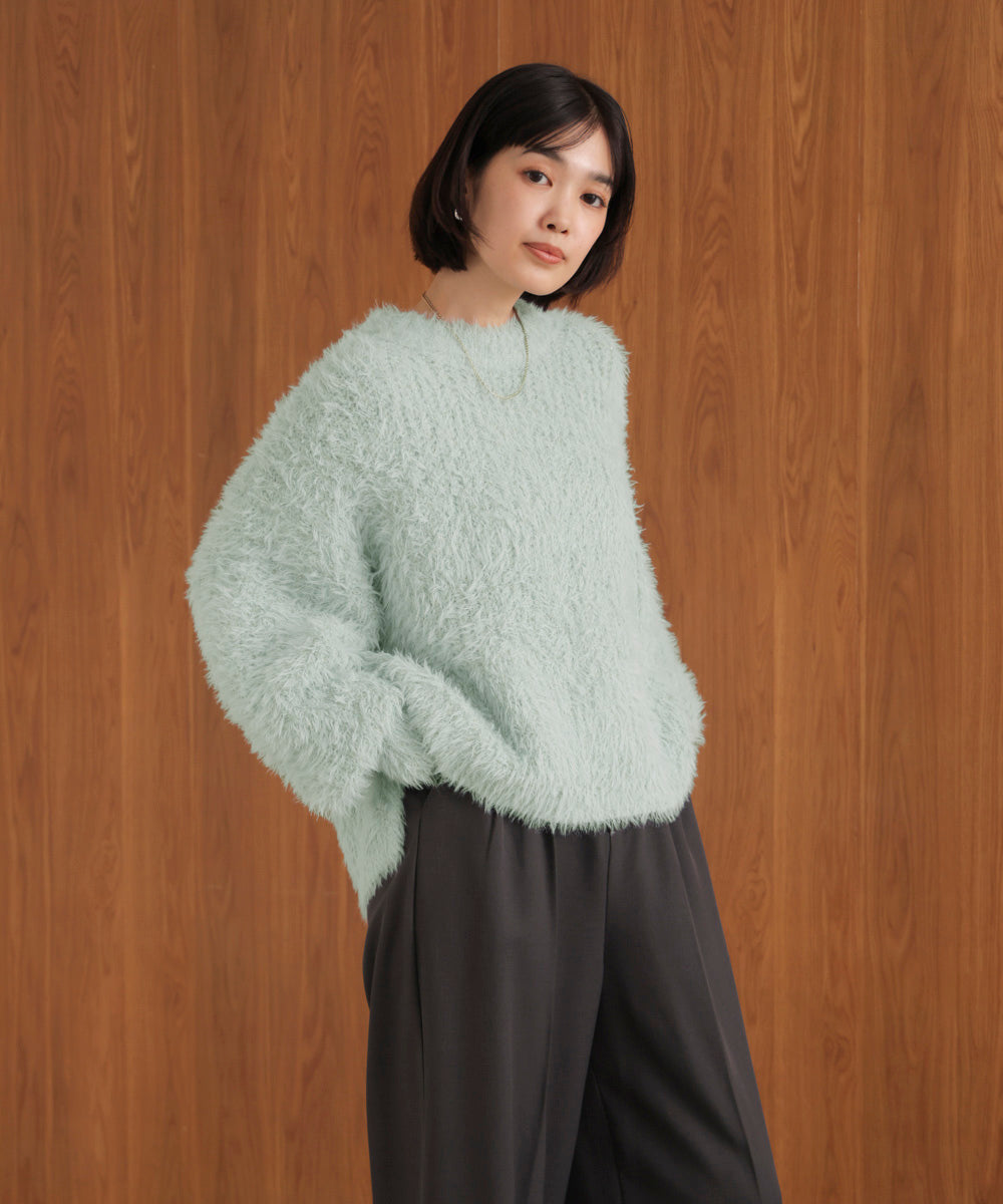 シャギーミックスニットプルオーバー