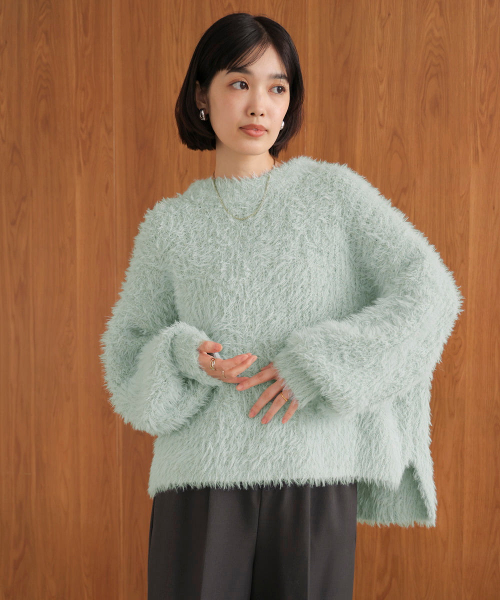 シャギーミックスニットプルオーバー