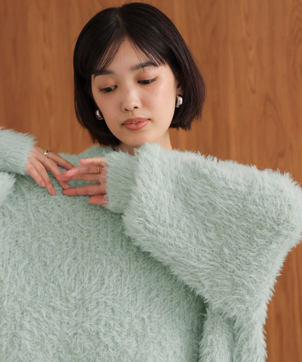 シャギーミックスニットプルオーバー