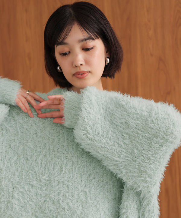 シャギーミックスニットプルオーバー