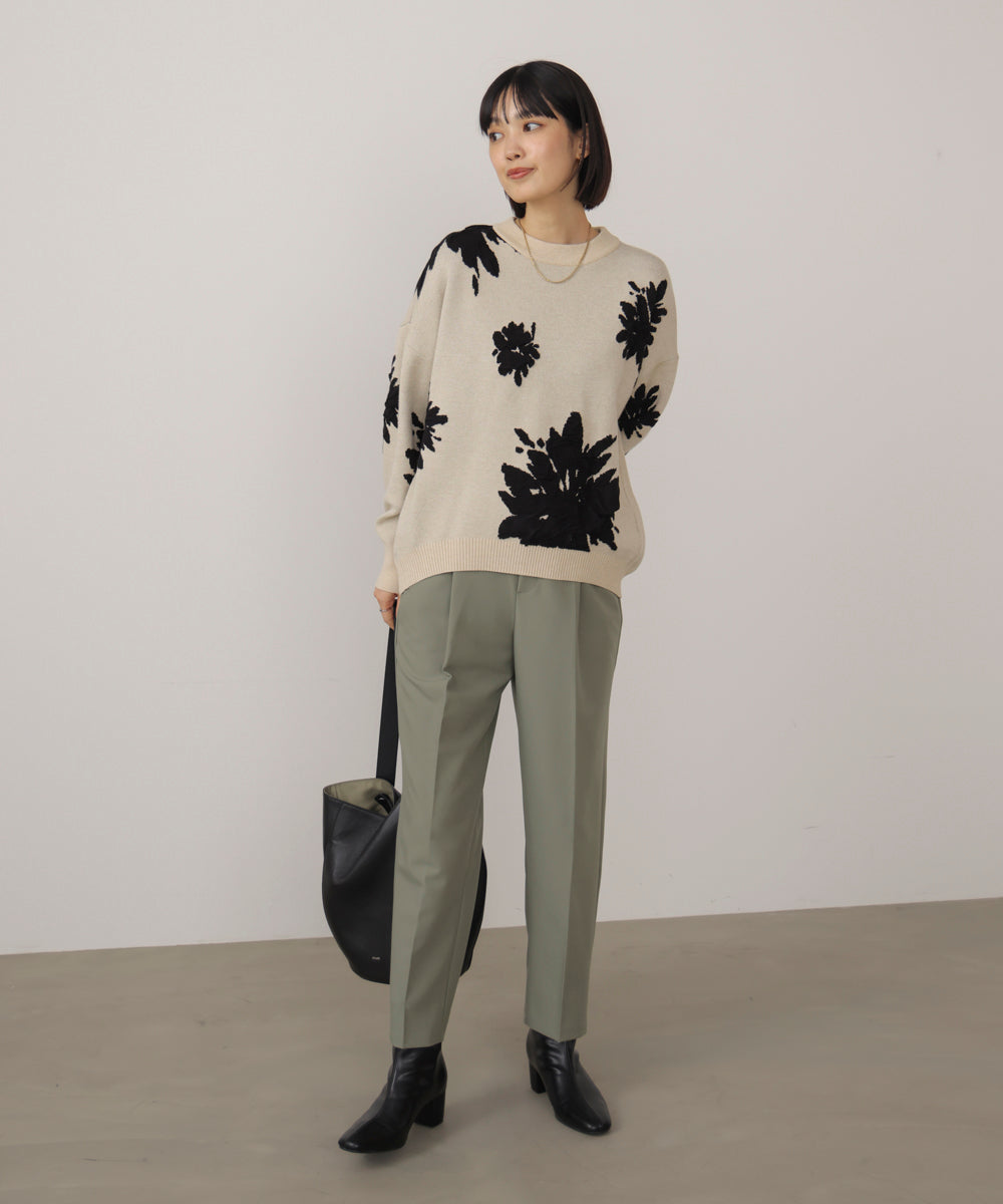 フラワージャガード柄ニットプルオーバー