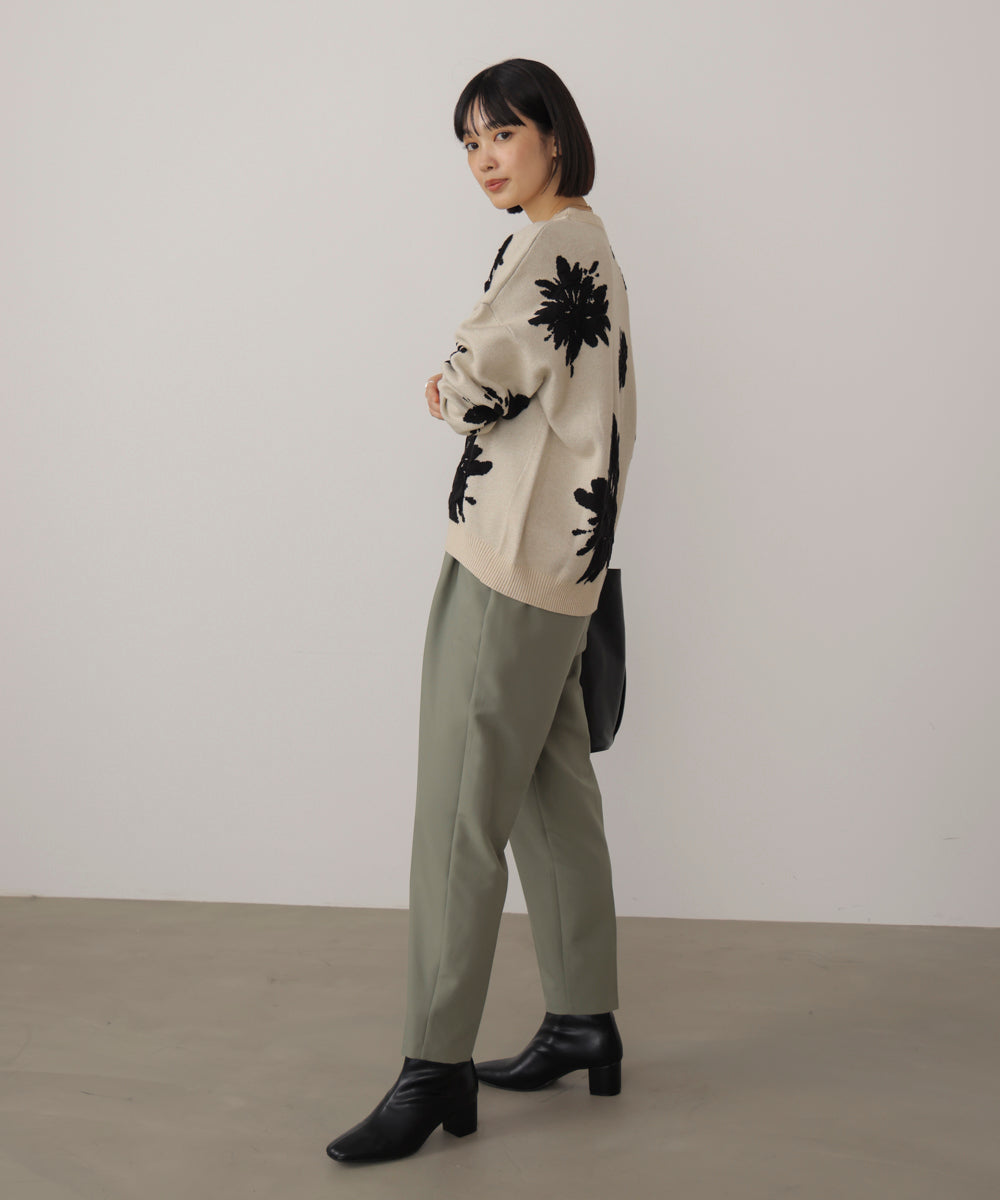 フラワージャガード柄ニットプルオーバー