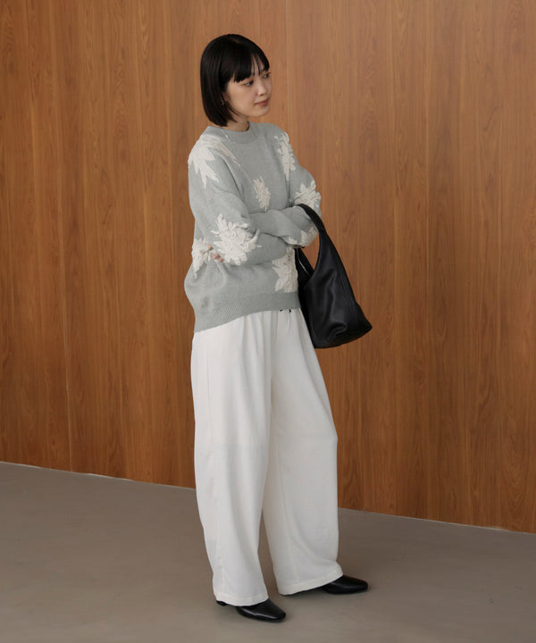 フラワージャガード柄ニットプルオーバー