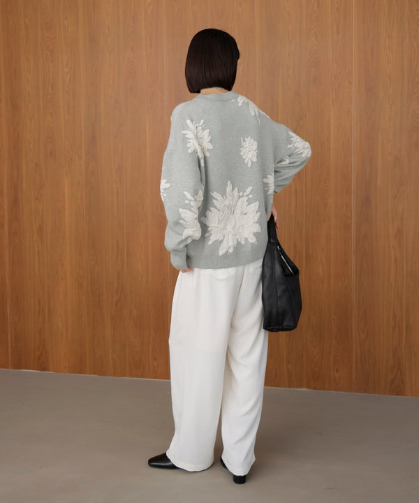 フラワージャガード柄ニットプルオーバー