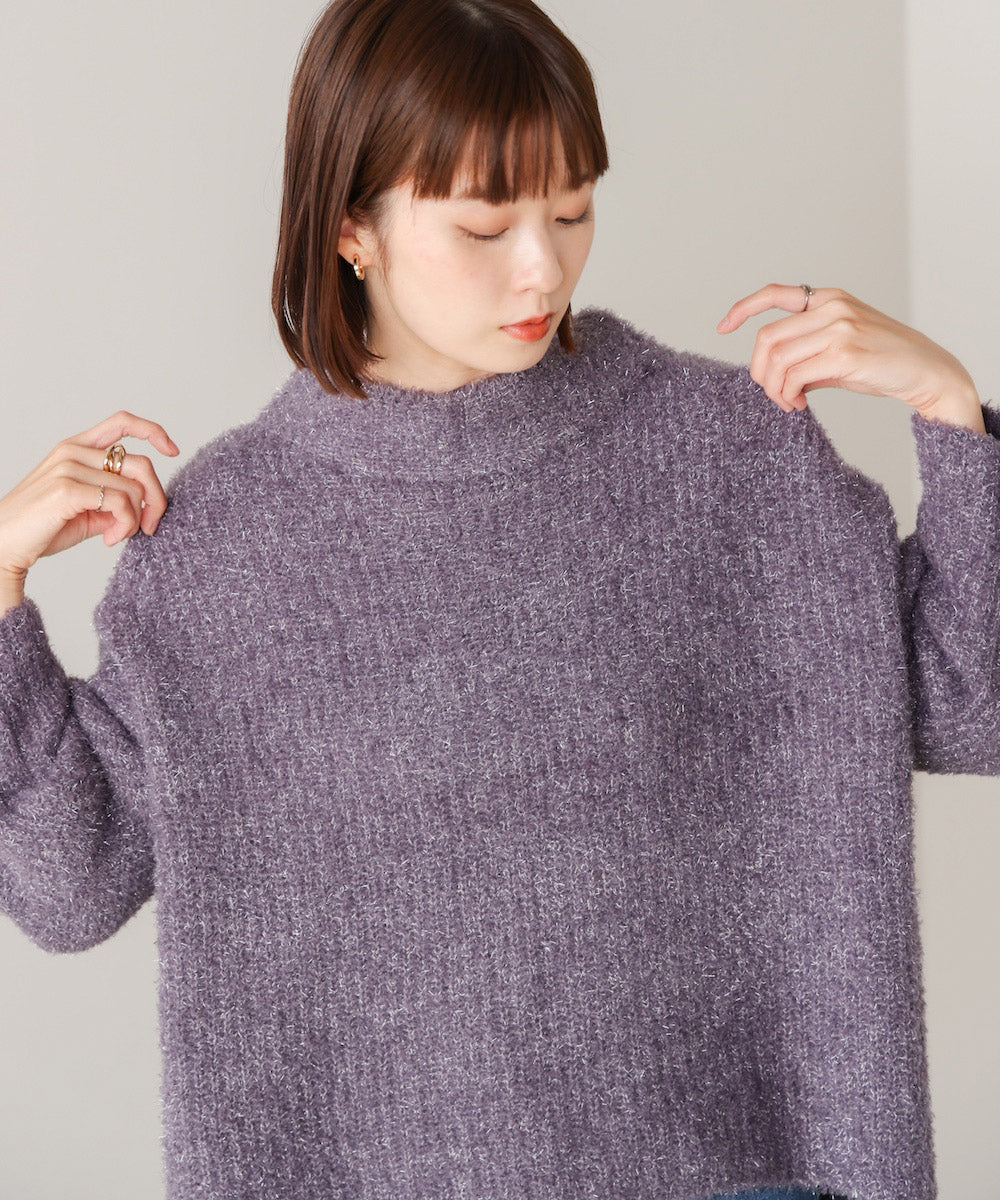 フィルムラメハイネックニットプルオーバー［11/19発送予定］