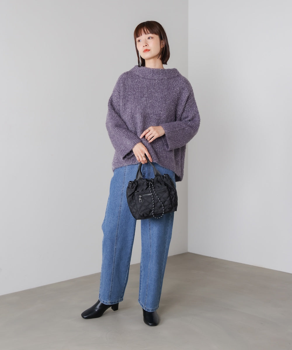 フィルムラメハイネックニットプルオーバー［11/19発送予定］