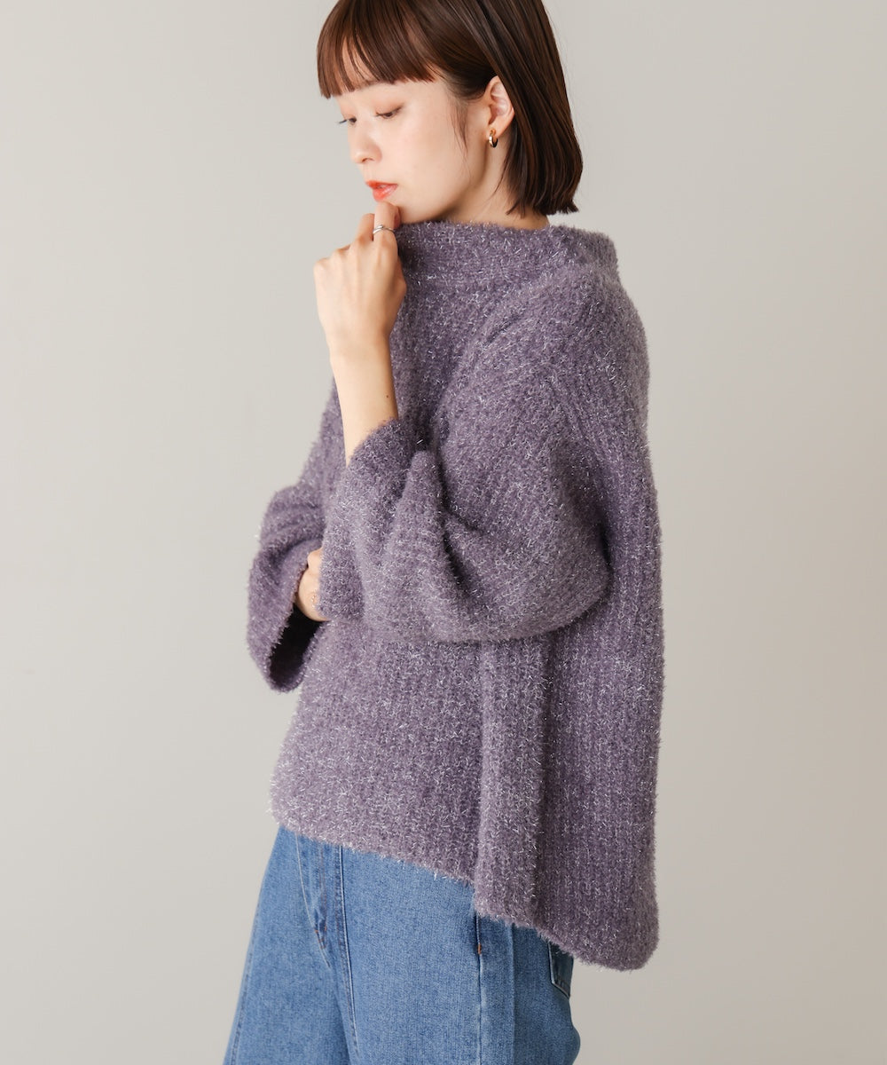 フィルムラメハイネックニットプルオーバー［11/19発送予定］