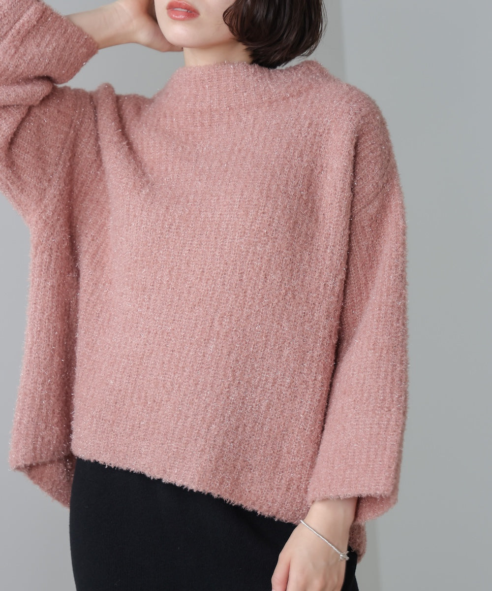 フィルムラメハイネックニットプルオーバー［11/19発送予定］