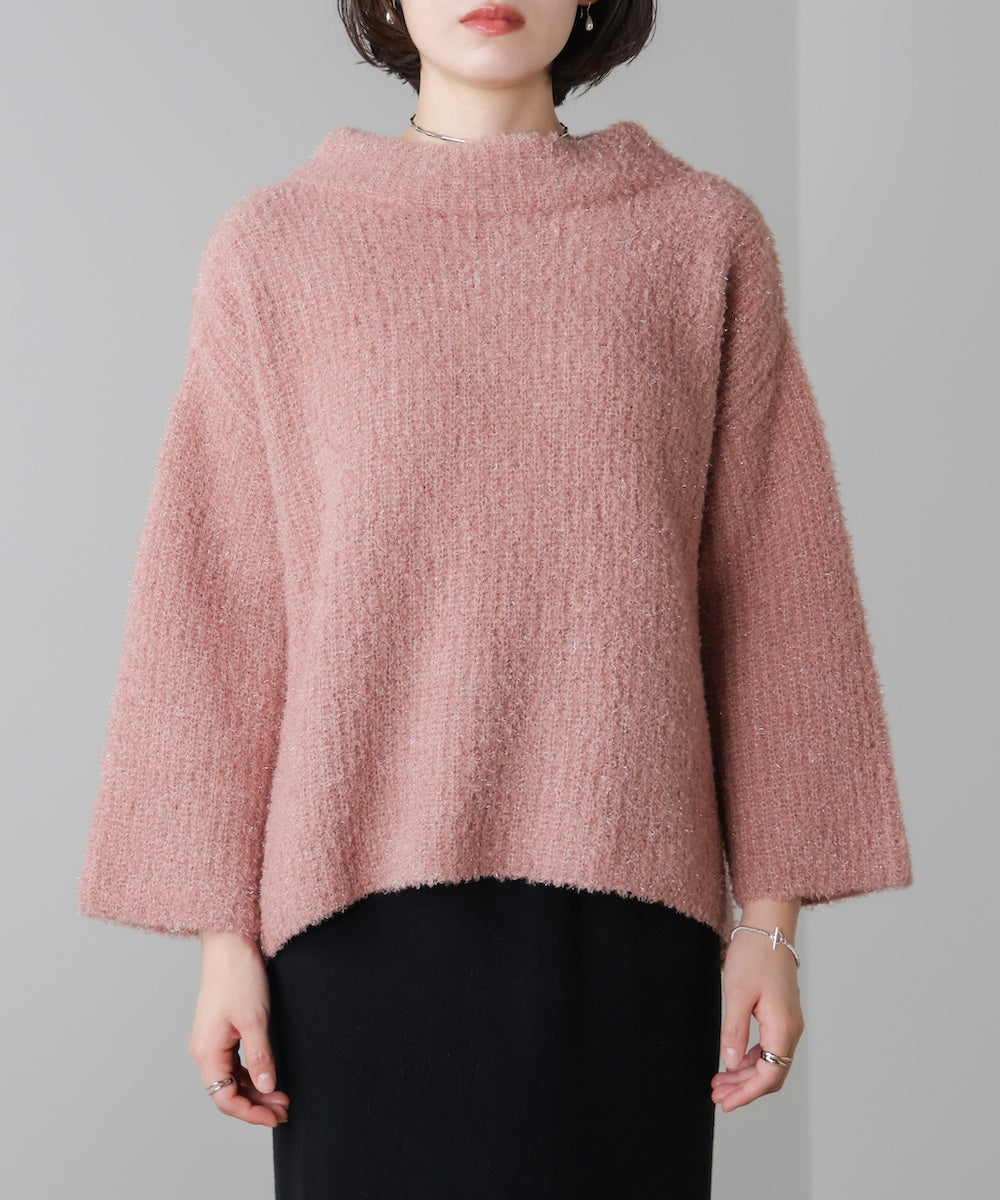 フィルムラメハイネックニットプルオーバー［11/19発送予定］