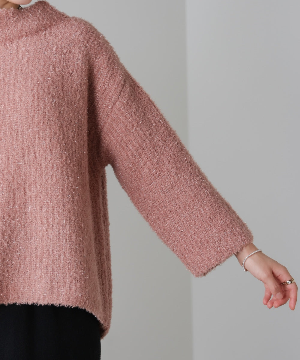 フィルムラメハイネックニットプルオーバー［11/19発送予定］