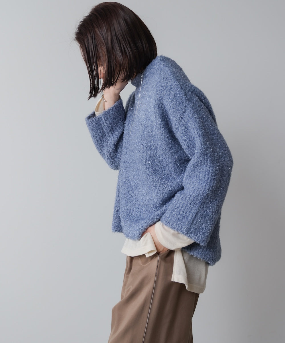 フィルムラメハイネックニットプルオーバー［11/19発送予定］