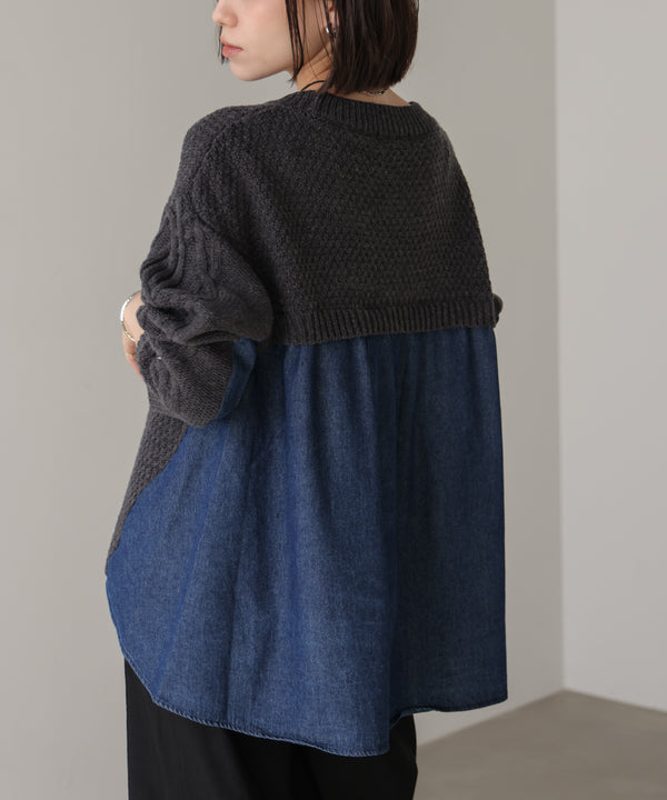 デニムコンビAラインニット