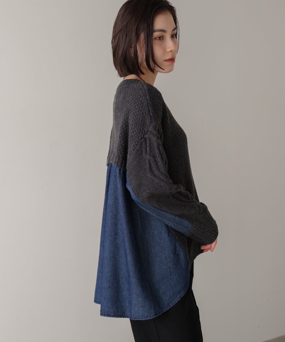 デニムコンビAラインニット