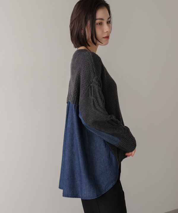 デニムコンビAラインニット