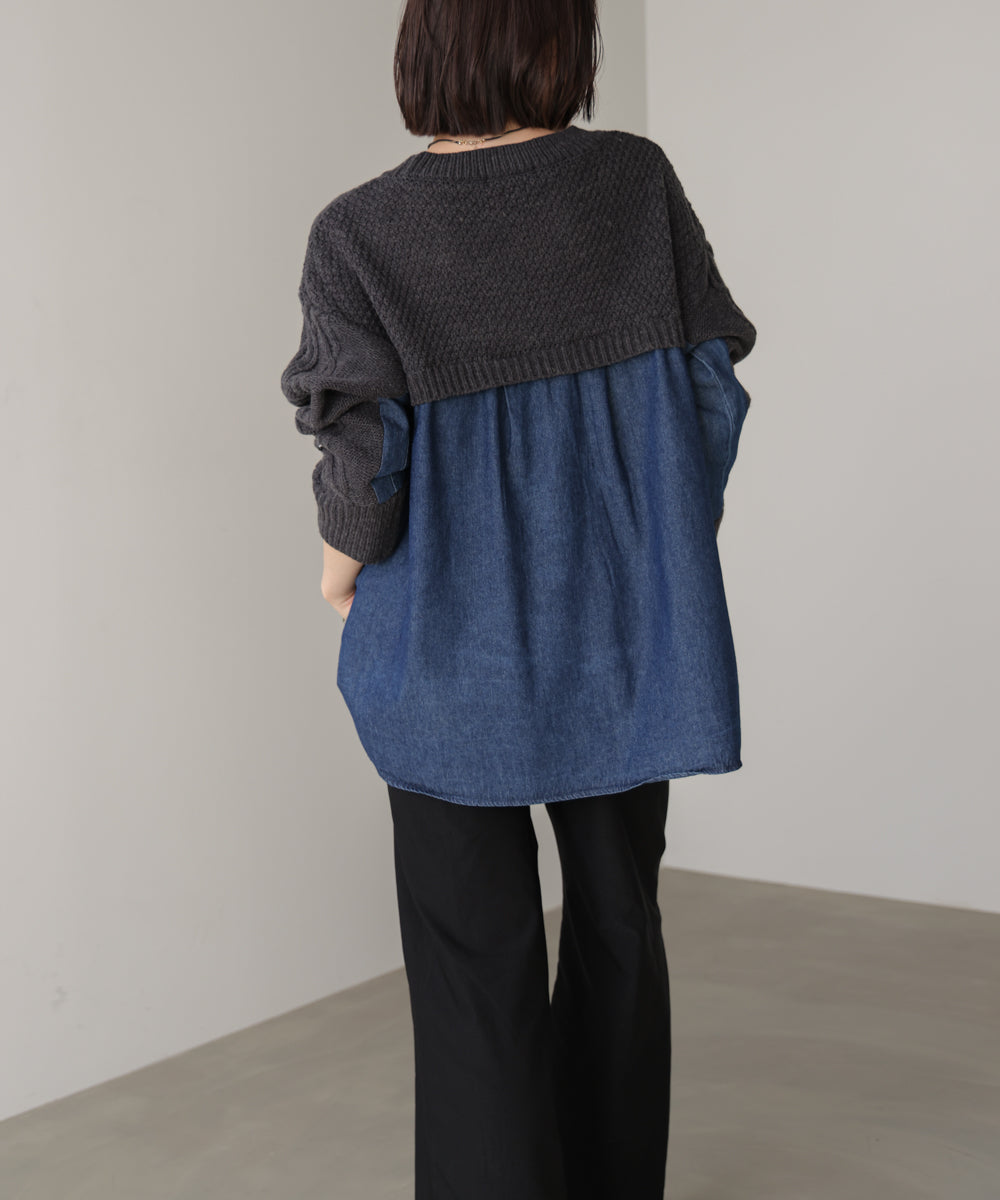 デニムコンビAラインニット