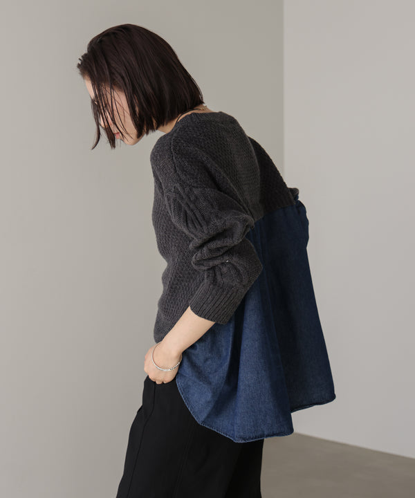 デニムコンビAラインニット