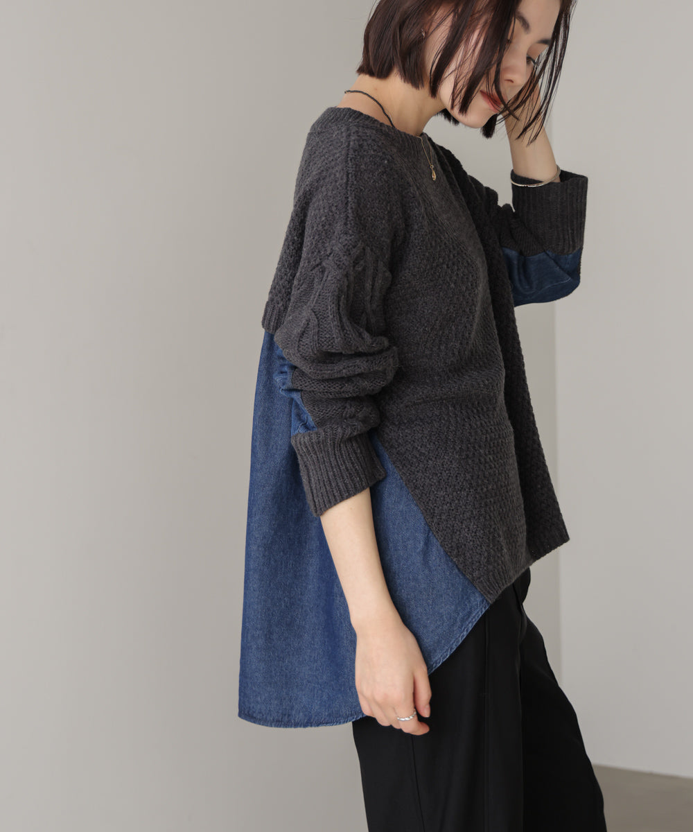 デニムコンビAラインニット