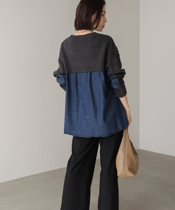 デニムコンビAラインニット
