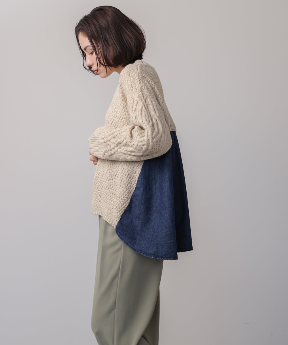 デニムコンビAラインニット