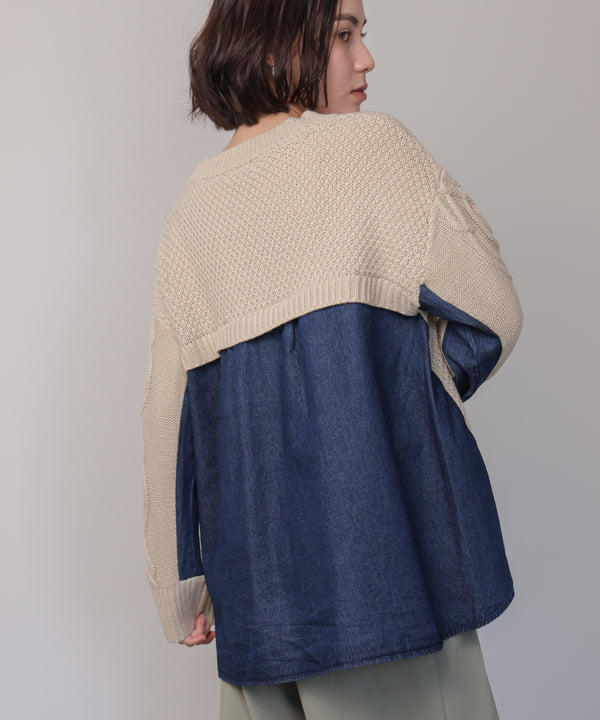 デニムコンビAラインニット