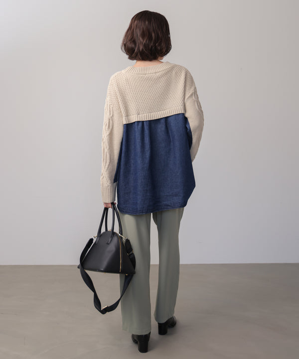 デニムコンビAラインニット