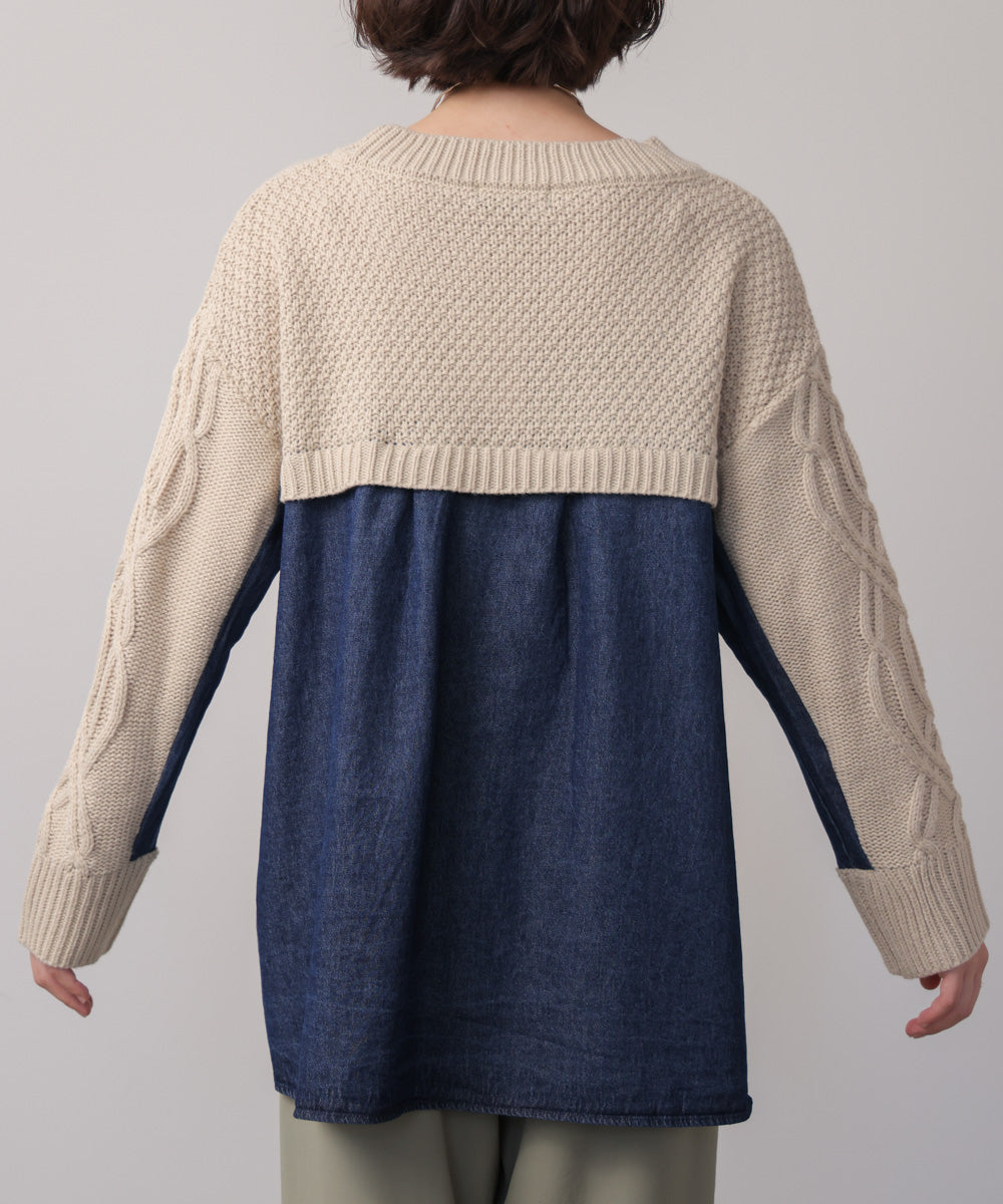 デニムコンビAラインニット