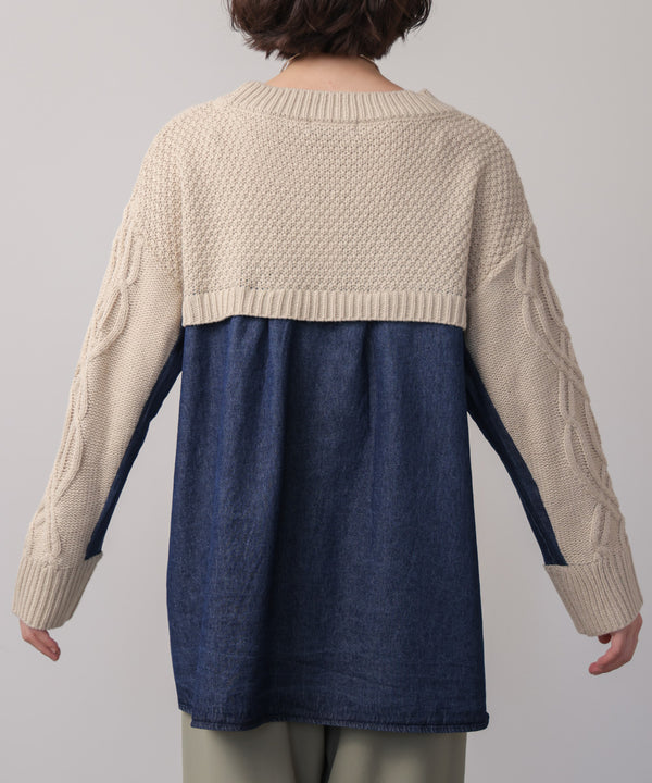 デニムコンビAラインニット