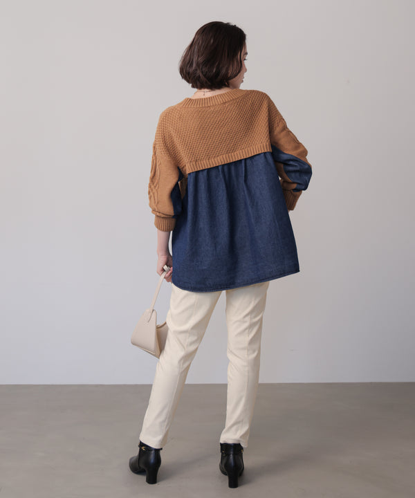 デニムコンビAラインニット