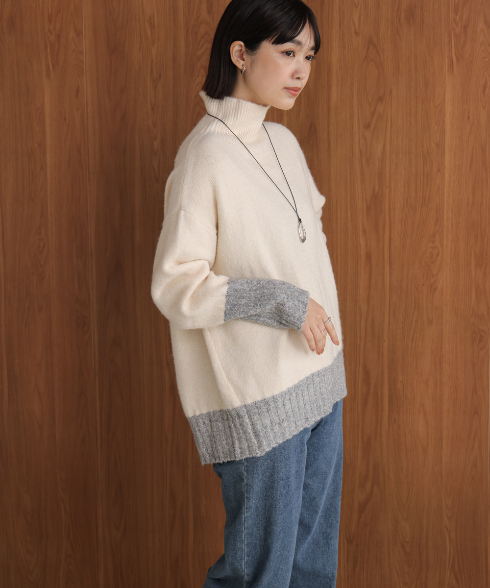 ＭＩＸ配色ストレッチニットプルオーバー