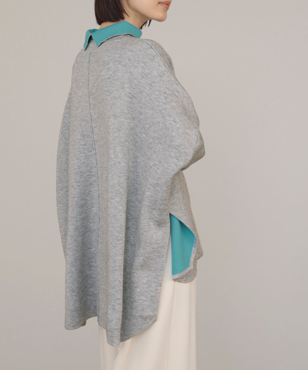 リバーシブル】Wフェイスポンチョ風ニット