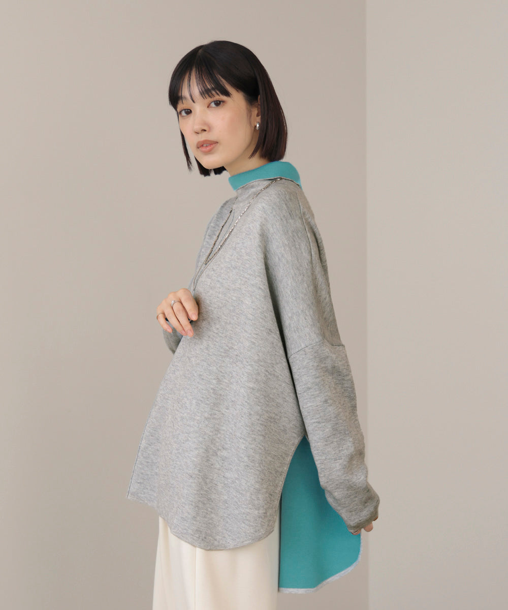 【リバーシブル】Ｗフェイスポンチョ風ニット