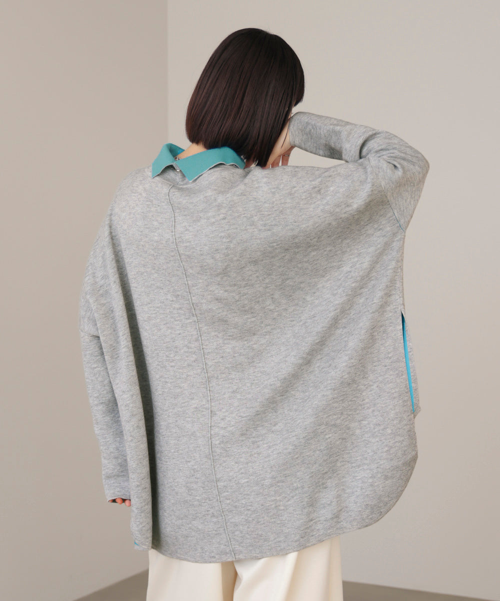 【リバーシブル】Ｗフェイスポンチョ風ニット