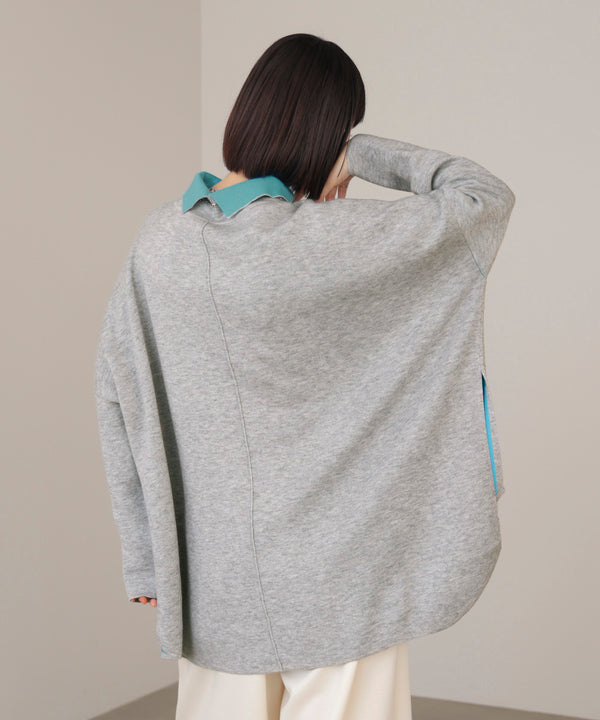 【リバーシブル】Ｗフェイスポンチョ風ニット