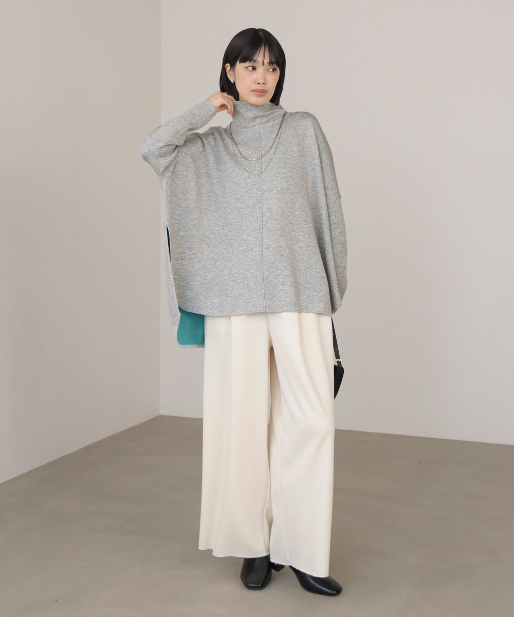 【リバーシブル】Ｗフェイスポンチョ風ニット