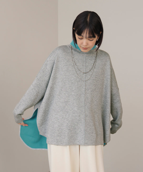 【リバーシブル】Ｗフェイスポンチョ風ニット